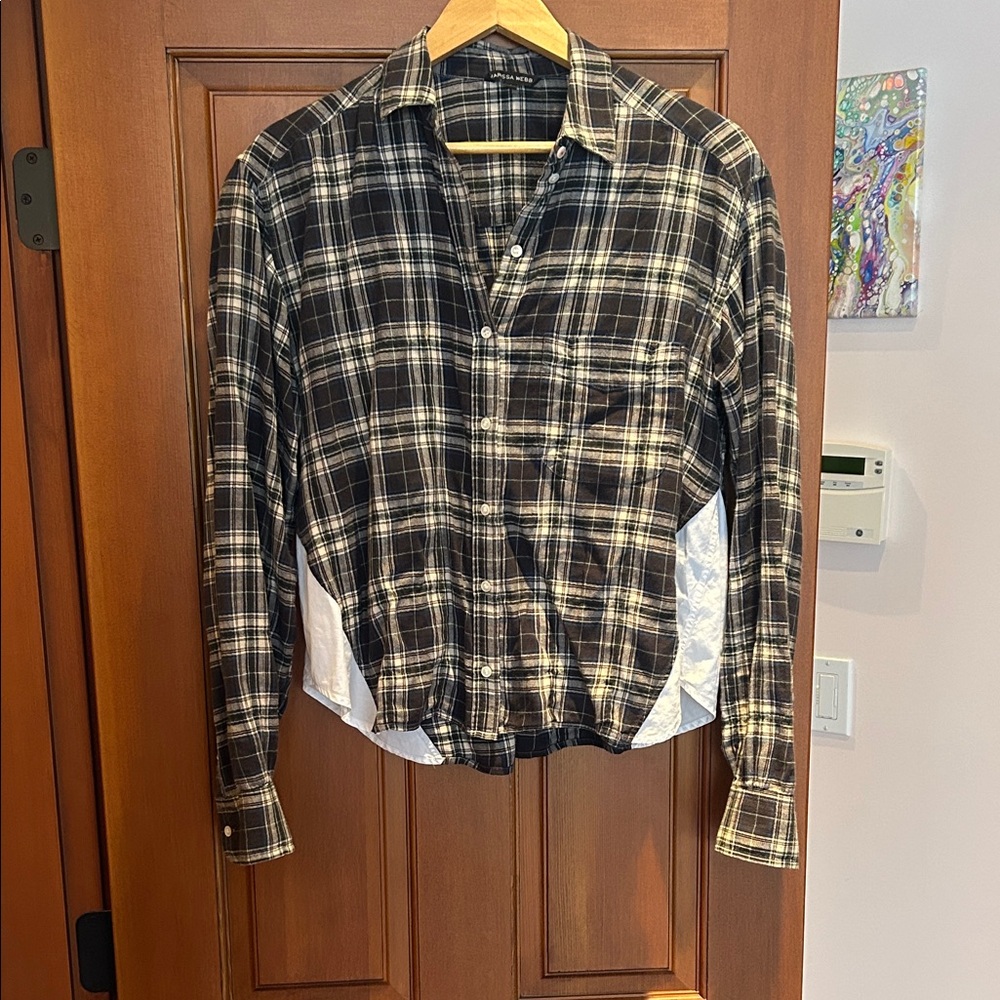 Marissa Webb Navy and White Plaid Shirt